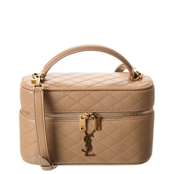 Saint Laurent Gaby Quilted Leather Vanity Bag, Beige - Picture 1 of 5